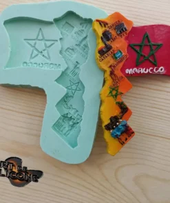 قالب سيليكون خريطة المغرب مع العلم ورموز المدن المغربية