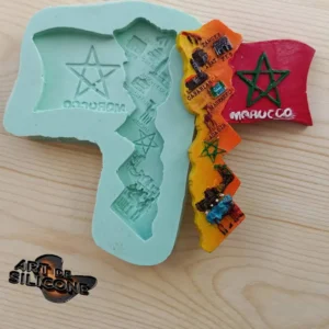 قالب سيليكون خريطة المغرب مع العلم ورموز المدن المغربية