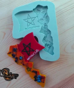 قالب سيليكون خريطة المغرب مع العلم ورموز المدن المغربية