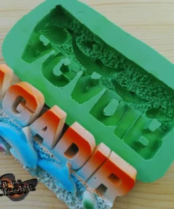 قالب سيليكون كلمة agadir – نخلة، دلفين وإطار مطاطي – مغناطيس الثلاجة